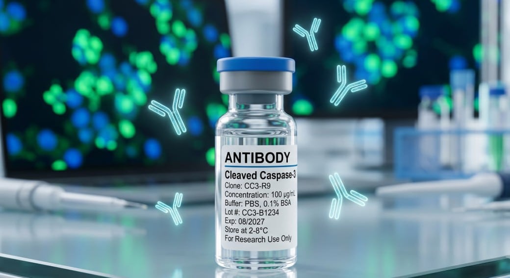 یک کرایو ویال حاوی آنتی بادی Cleaved Caspase-3